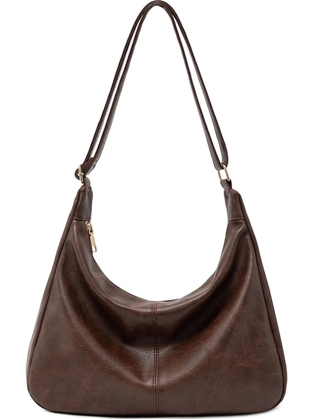 Hobo Bags for Women Retro Vegan Leather Shoulder Handbag Foldable Slouchy Tote C - Picture 1 of 7